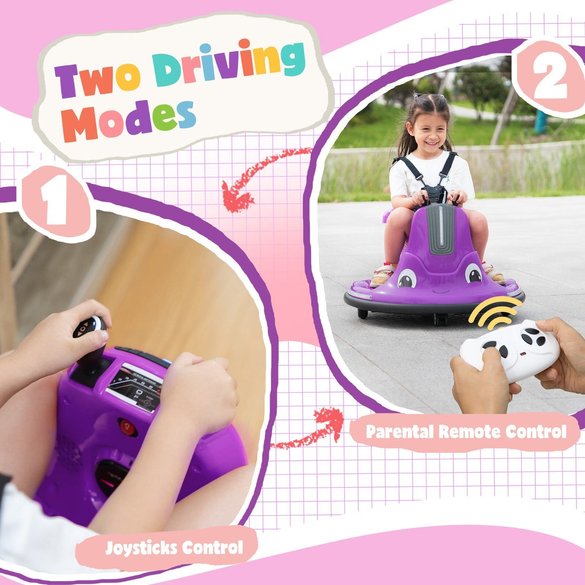 12V Battery-Powered Electric Snail Bumper Ride-On Car Toy