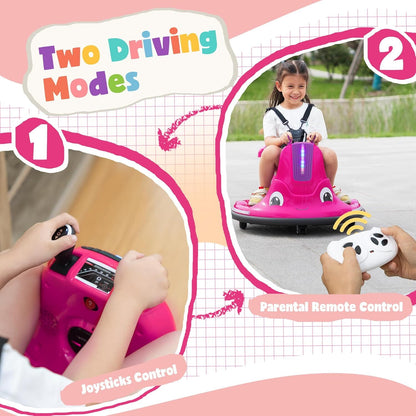 12V Electric Snail-Shaped Ride-On Car for Toddlers and Babies with Bumper Protection