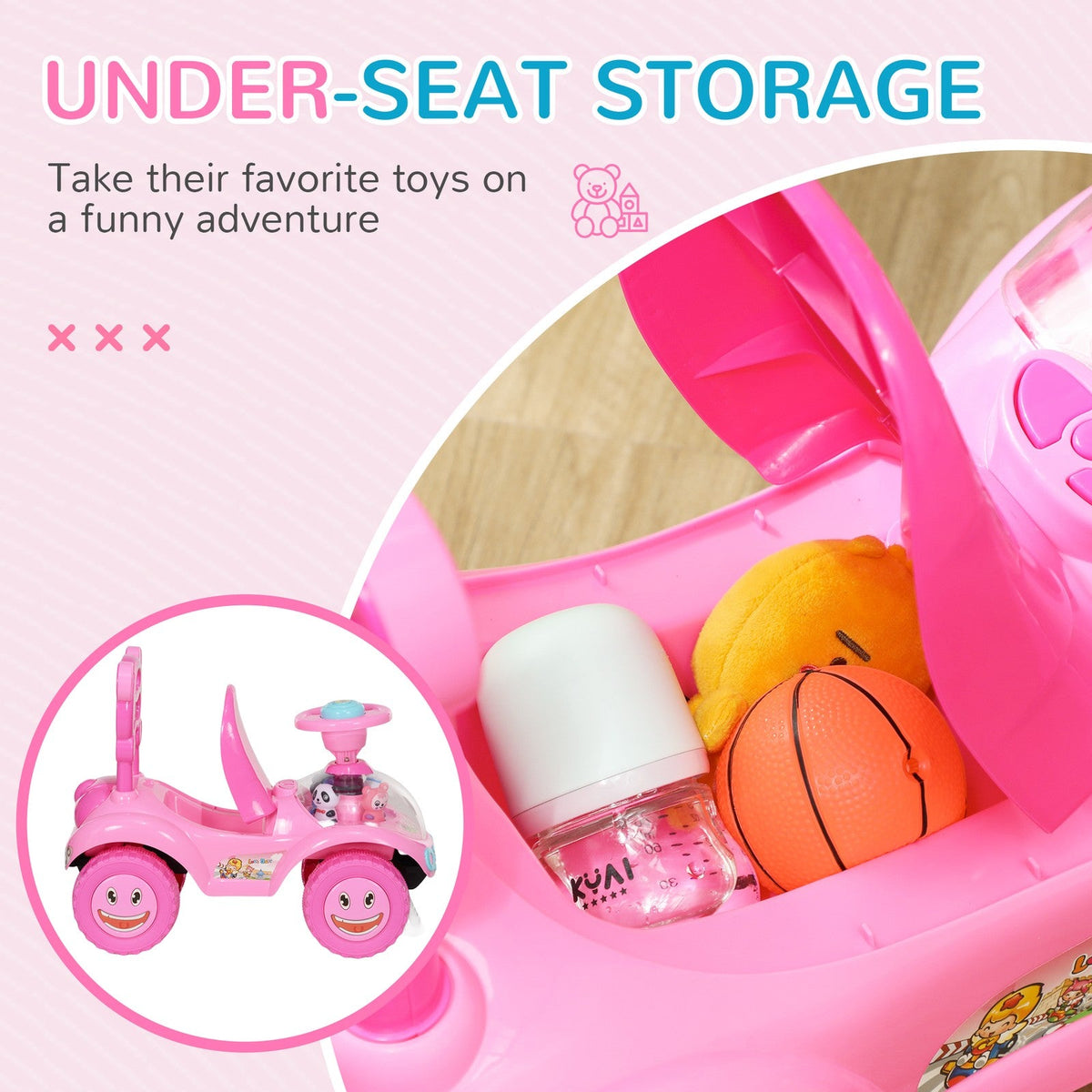 Toddler Push Ride-On Foot-to-Floor Sliding Car for Kids Pink