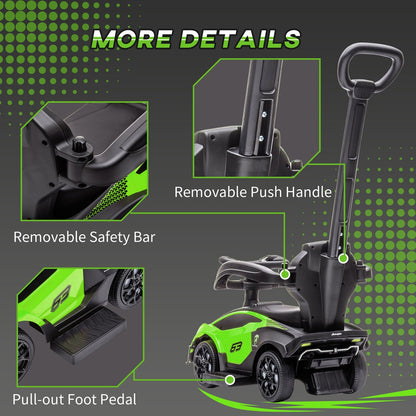 Green Toddler Push and Walking Car Stroller for Ages 1-3