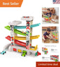 Toddler Race Track Toy with 4 Wooden Cars Montessori Learning Playset