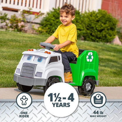 6V Battery-Powered Toddler Recycling Truck with Sound Effects for Ages 1.5+