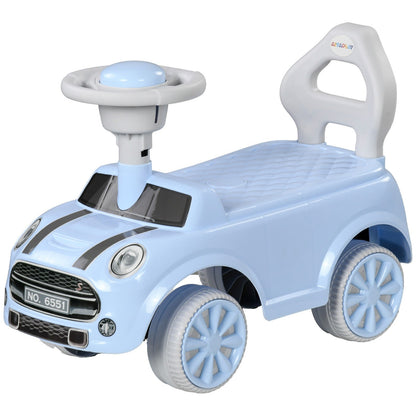 Toddler Ride-On Foot-to-Floor Sliding Car Toy with Lights in Blue