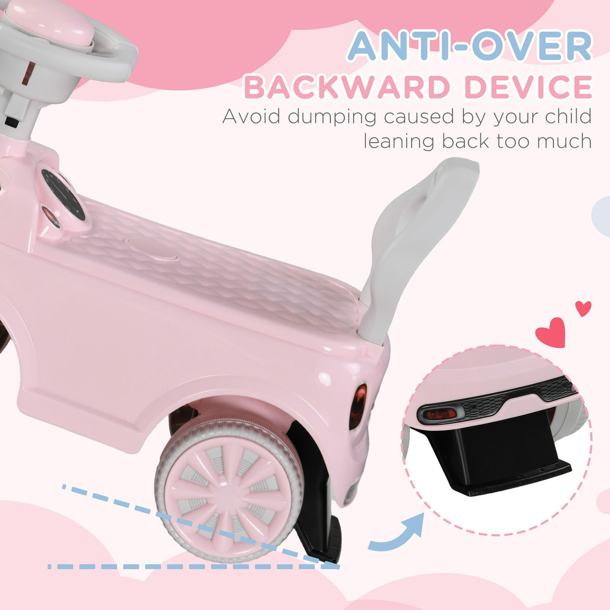 Toddler Ride-On Foot-to-Floor Sliding Car Toy in Pink
