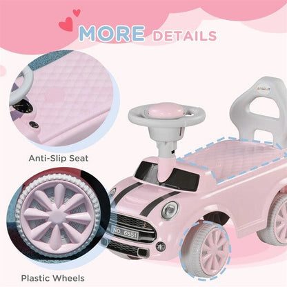 Toddler Ride-On Toy with Horn and Safety Features Interactive Fun for 18-36 Months Pink