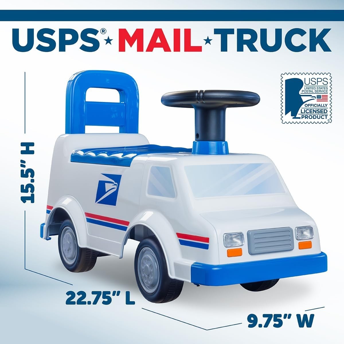 Toddler Ride-On Mail Truck Toy Supporting Up to 44 lbs for Safe Play Adventures