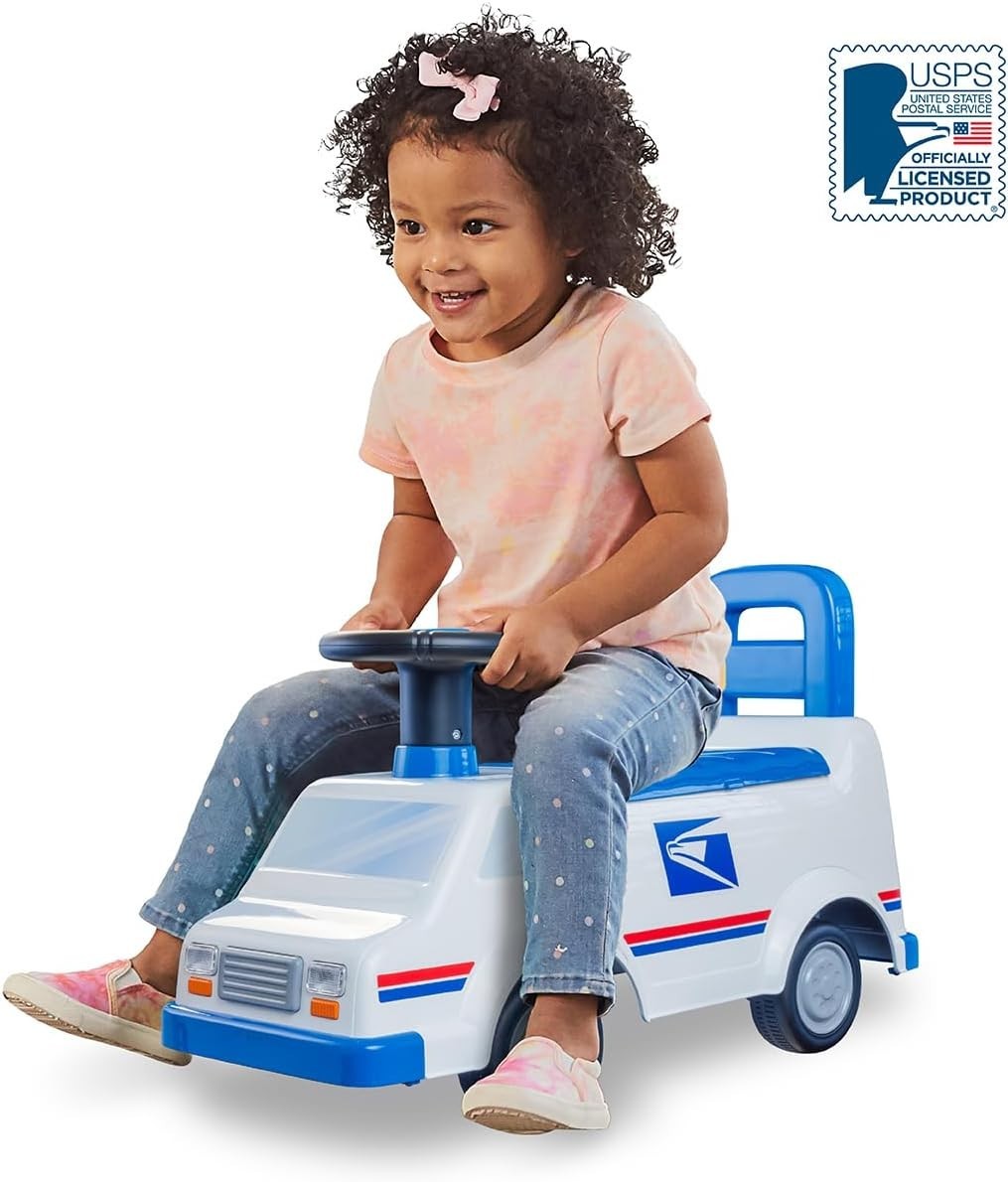 Toddler Ride-On Mail Truck Toy Supporting Up to 44 lbs for Safe Play Adventures