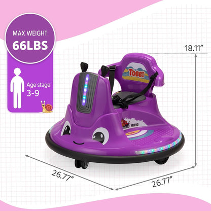 12V Electric Snail-Shaped Ride-On Bumper Car for Toddlers with Remote Control