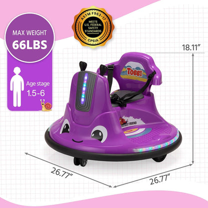 12V Electric Snail-Shaped Ride-On Bumper Car Toy for Toddlers with Remote Control