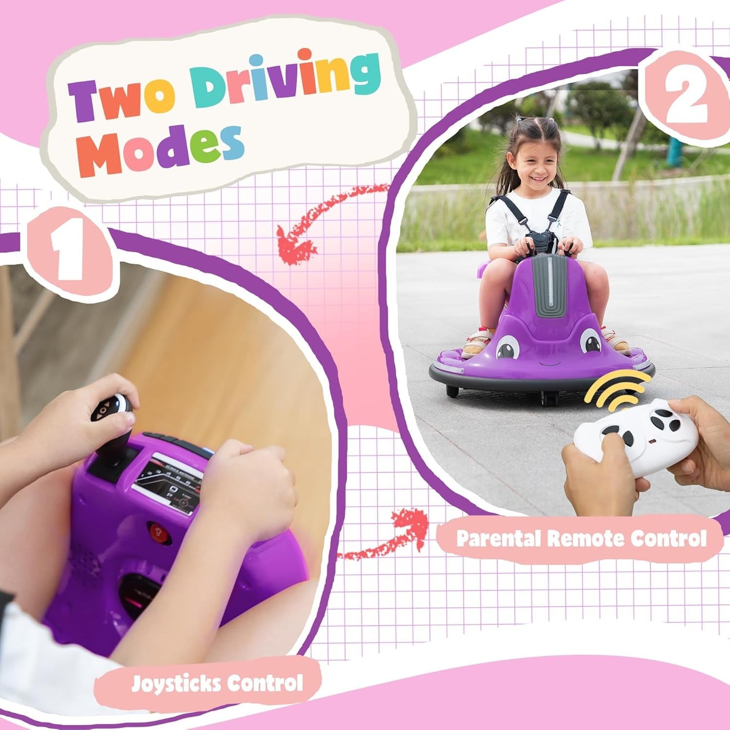 12V Electric Snail-Shaped Ride-On Bumper Car Toy for Toddlers with Remote Control