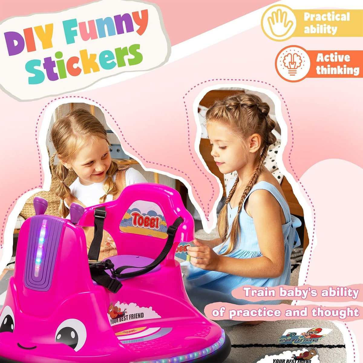 12V Electric Snail-Shaped Ride-On Car for Toddlers with Remote Control
