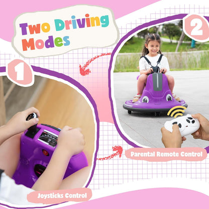 12V Electric Toddler Ride-On Snail-Shaped Car with Remote Control and Safety Bumper
