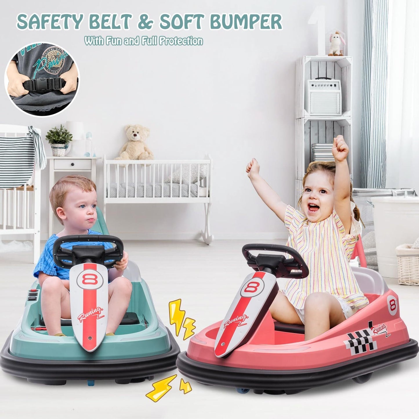 Electric 6V Ride-On Bumper Car Toy for Toddlers Ages 3-6 Boys and Girls