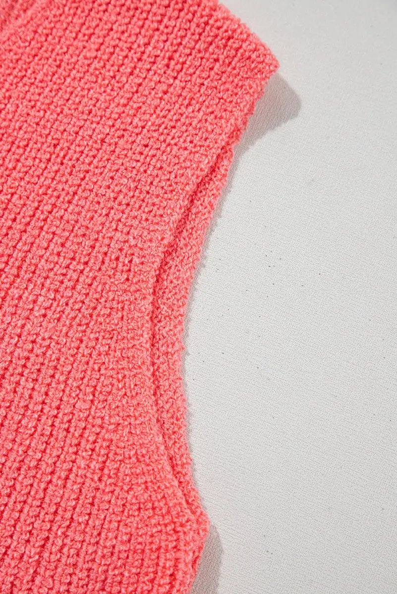 Sweater Vest - Lace-Up Knit - Casual Sleeveless Top