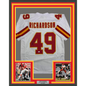 Framed Autographed/Signed Tony Richardson 35x39 Kansas City White Football Jersey JSA COA