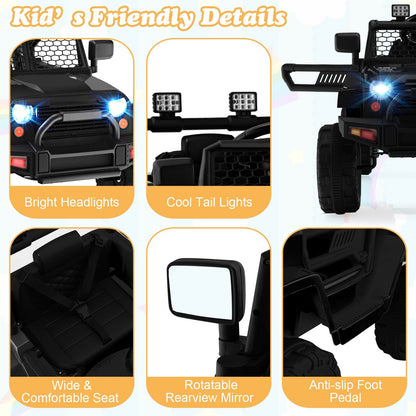 12V Kids Electric Ride-On Car with Parental Remote Control, Music, and Horn