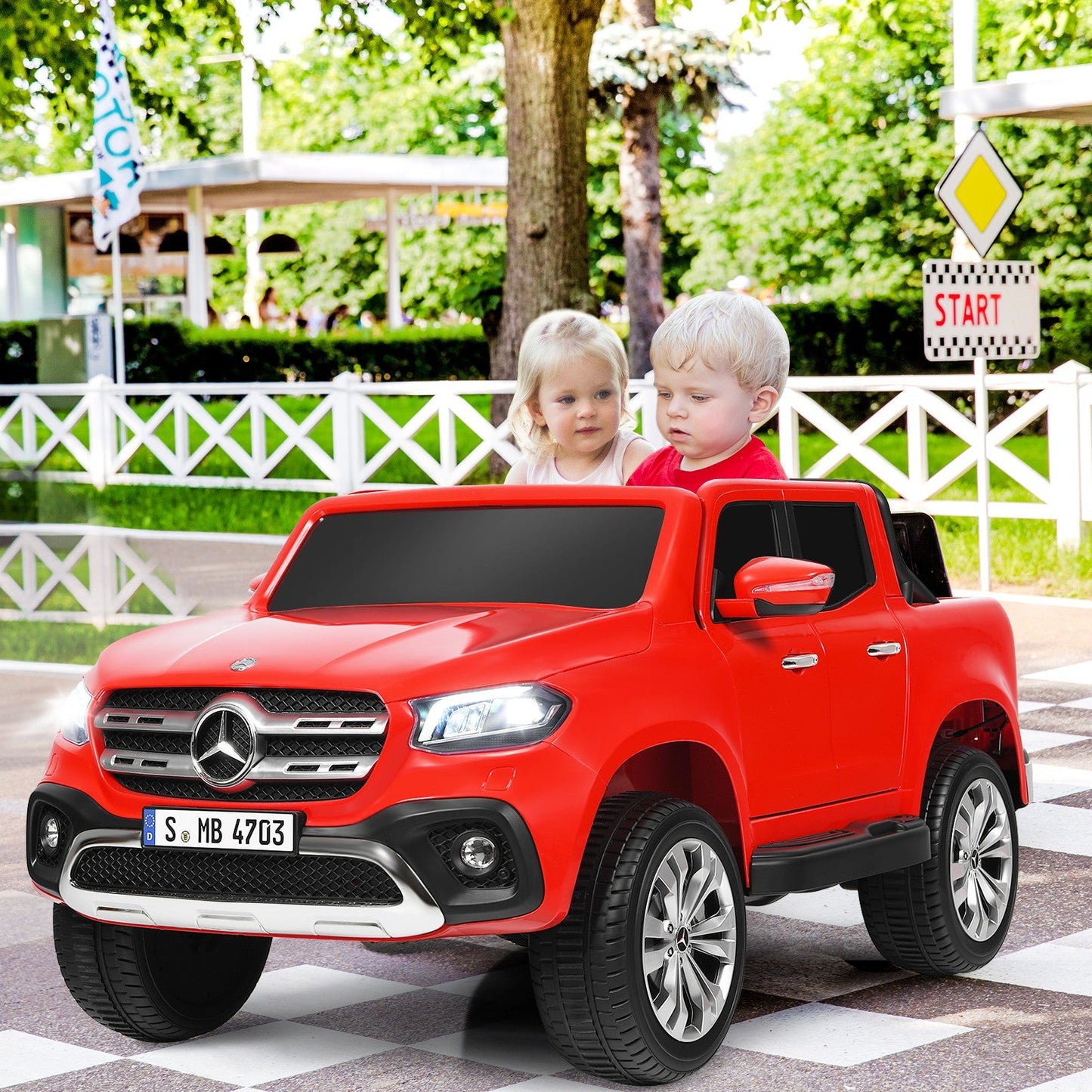 2-Seater Electric Kids Ride-On Licensed Red Benz Toy Car