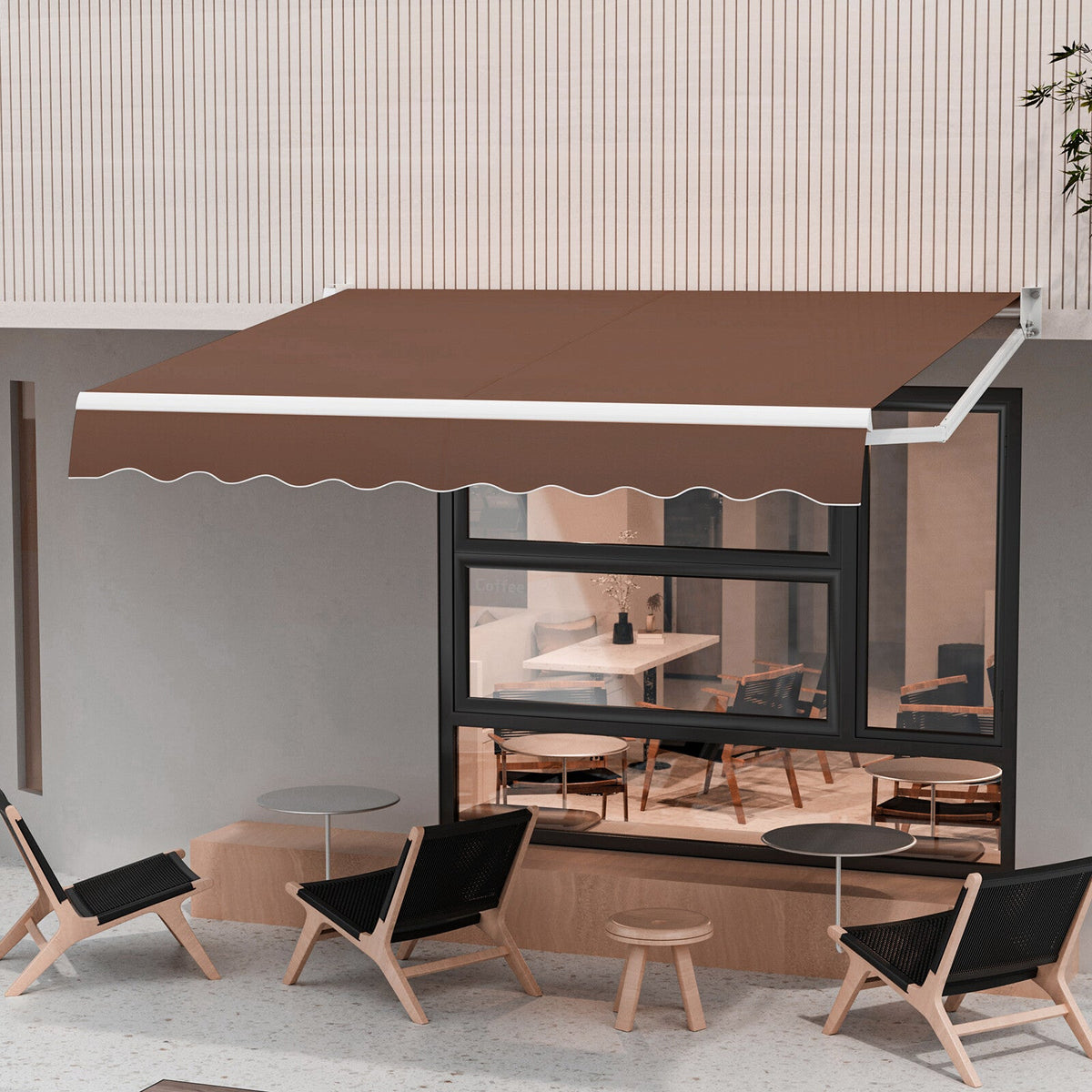 8' x 6.6' Retractable Awning with Aluminum Frame and Sun Water Protection PA Fabric