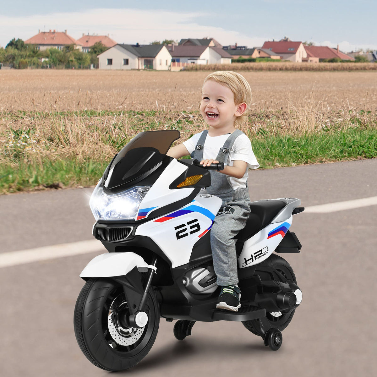 Kids Battery-Powered Ride-On Motorcycle Toy with Headlights and Music