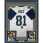 Framed Autographed/Signed Torry Holt 35x39 St. Louis White Football Jersey Beckett BAS COA