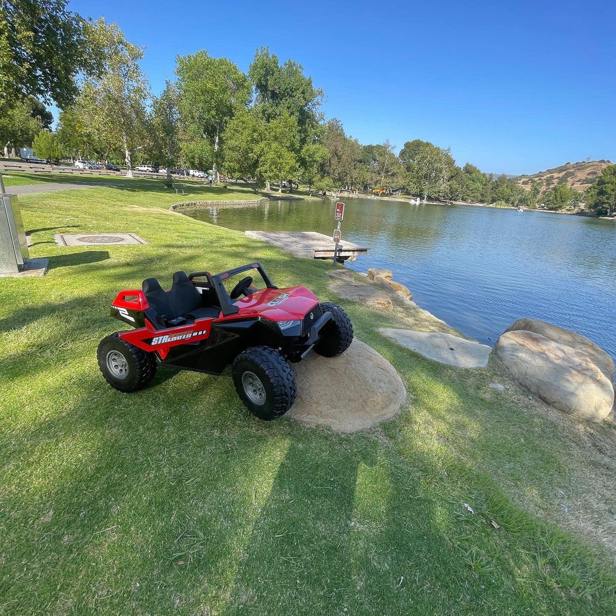 24V XL 4x4 Ride-On Buggy with Rubber Tires and Remote Control for Ages 1-10, Red