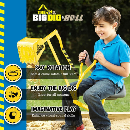 Kids 3+ Ride-On Excavator Sand Digger with 360-Degree Rotating Base, Yellow