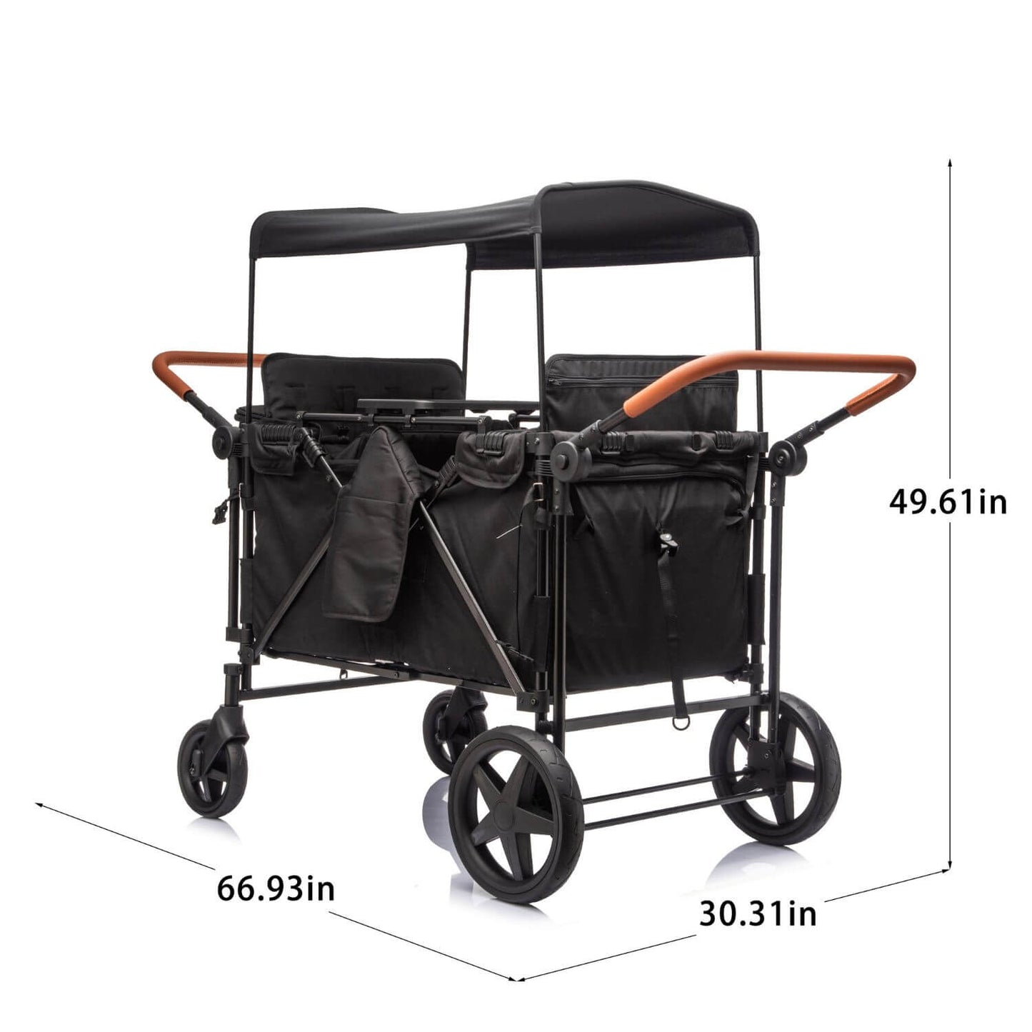 ToyRides Elite Wagon Stroller W/ Removable 4-Seater, Extra-Thick Support Bar & Higher 212 Load Capacity, Black