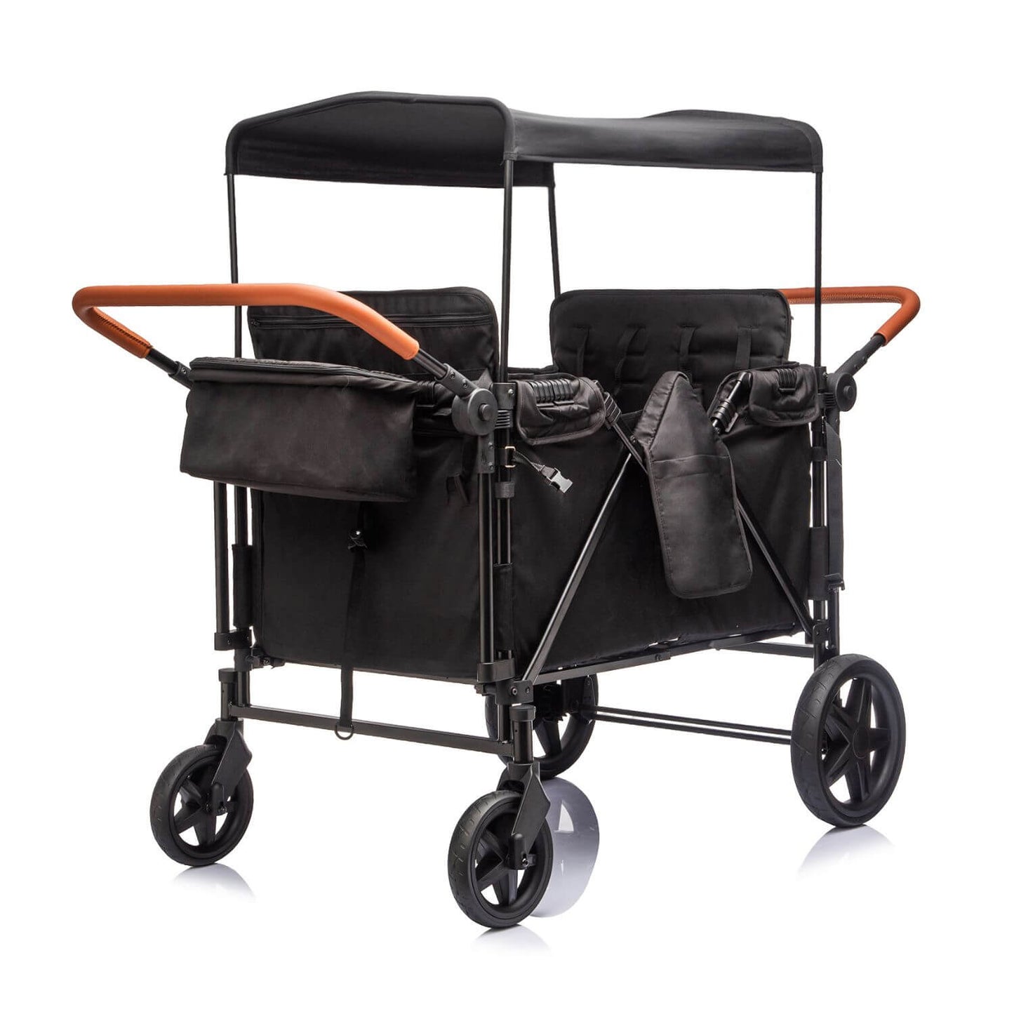 ToyRides Elite Wagon Stroller W/ Removable 4-Seater, Extra-Thick Support Bar & Higher 212 Load Capacity, Black