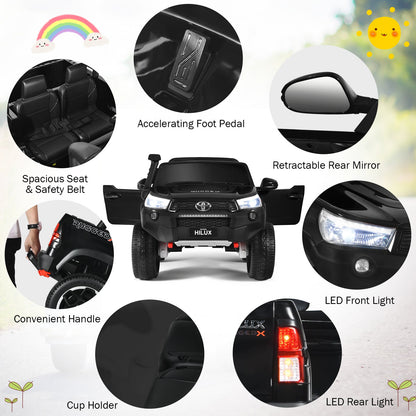 2-Seater Toyota Hilux Ride On Truck with Remote Control - 4WD, 2*12V Battery Powered