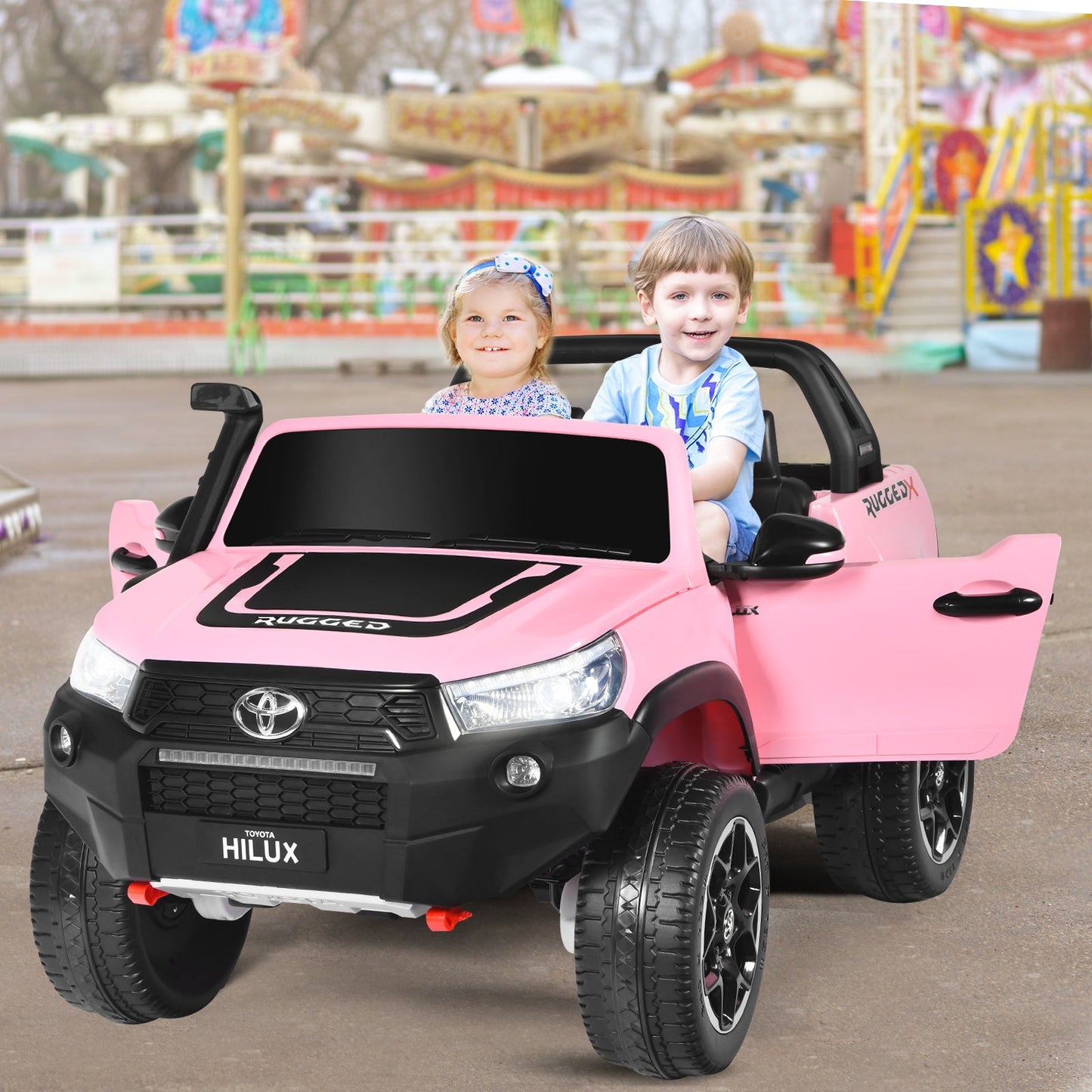 2-Seater Toyota Hilux Ride On Truck with Remote Control - 4WD, 2*12V Battery Powered
