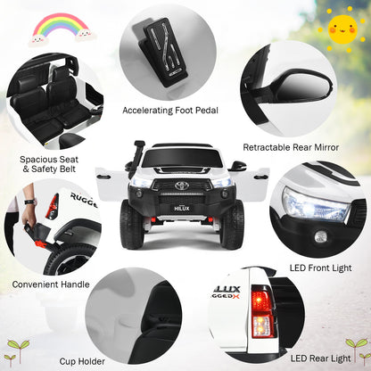 2-Seater Toyota Hilux Ride On Truck with Remote Control - 4WD, 2*12V Battery Powered