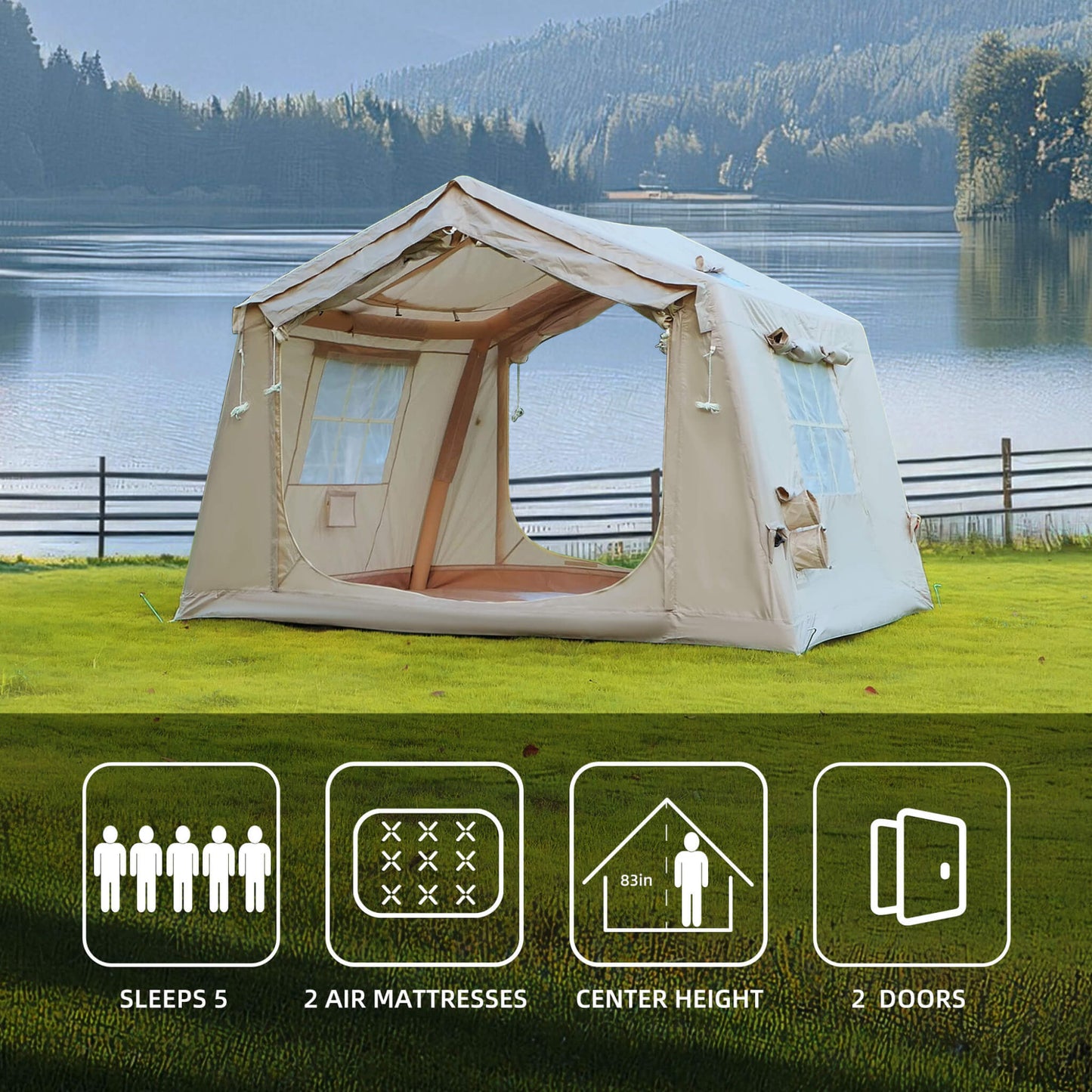 Trailora 4-Season Outdoor Inflatable Blow Up Camping Tent With Air Pump [4-6 People] (SAK46821)