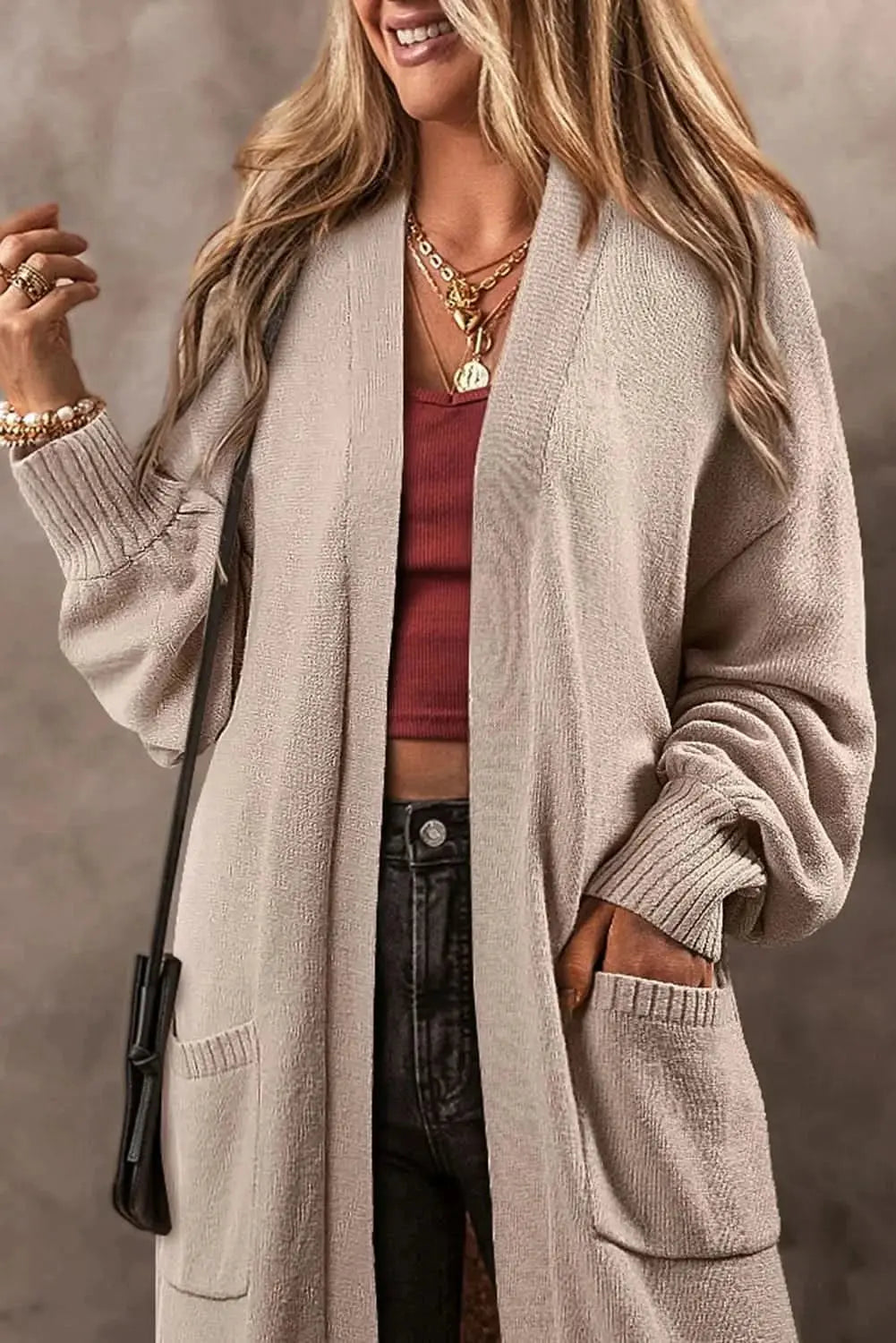Sweaters Trendsi Cozy Cardigan Women's Long Sleeve Knit with Pockets Comfortable Layering