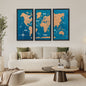Cork world map triptych - White