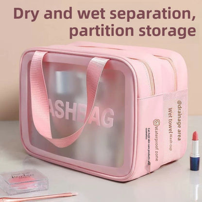 Premium Makeup Bag – Large-Capacity Cosmetic Bag for Women, Wet & Dry Separation Beach Bag, Travel-Friendly Swimsuit Wash Storage Bag