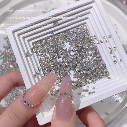 1061 Mini 1.5 * 3 rhombus zircon nail diamond, small flat bottom micro zirconium horse eye nail jewelry for press on nails