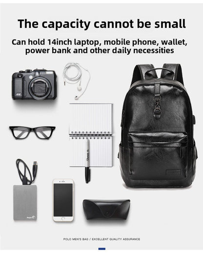 Boutique Men's Backpack Fashion Business Fan Large Capacity Soft Leather Backpack Travel Men's Short-haul School Bag MB21080302