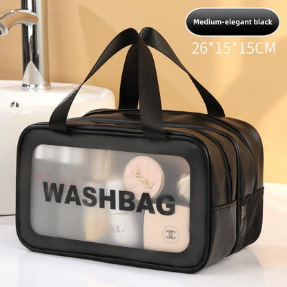 Dry & Wet Separation PVC Transparent Beach Bag – Double-Layer Portable Travel Toiletry Bag with Compartments for Makeup & Cosmetic Storage, Ideal for Organizing on-the-Go