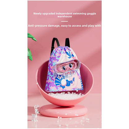 Children's swimming bag, wet and dry separation toilet bag, large-capacity swimming storage bag, beach storage bundle backpack.
