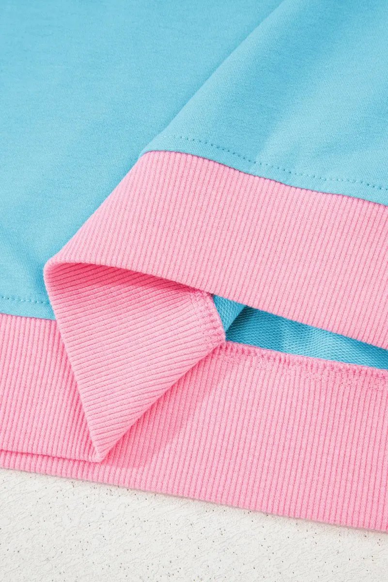 T-Shirts Love Salve Turquoise Set Women's Daily Casual T-Shirt & Skort Set | Colorblock, Summer