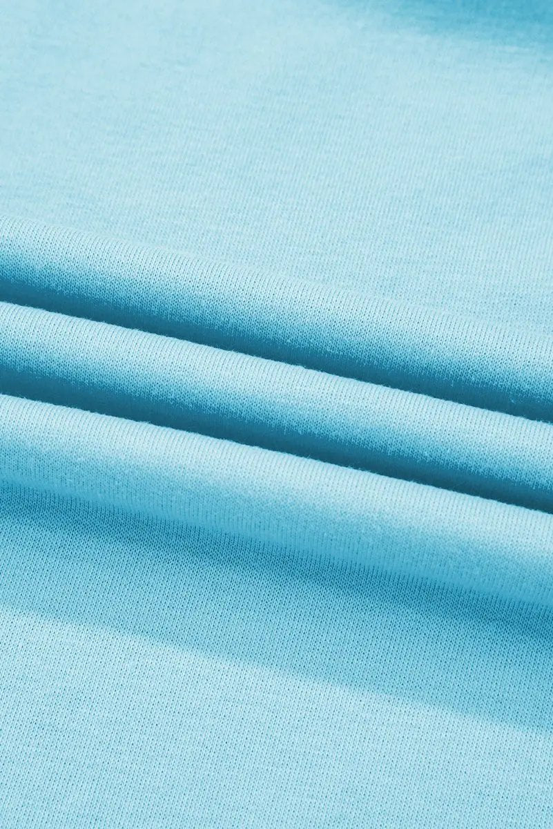 T-Shirts Love Salve Turquoise Set Women's Daily Casual T-Shirt & Skort Set | Colorblock, Summer