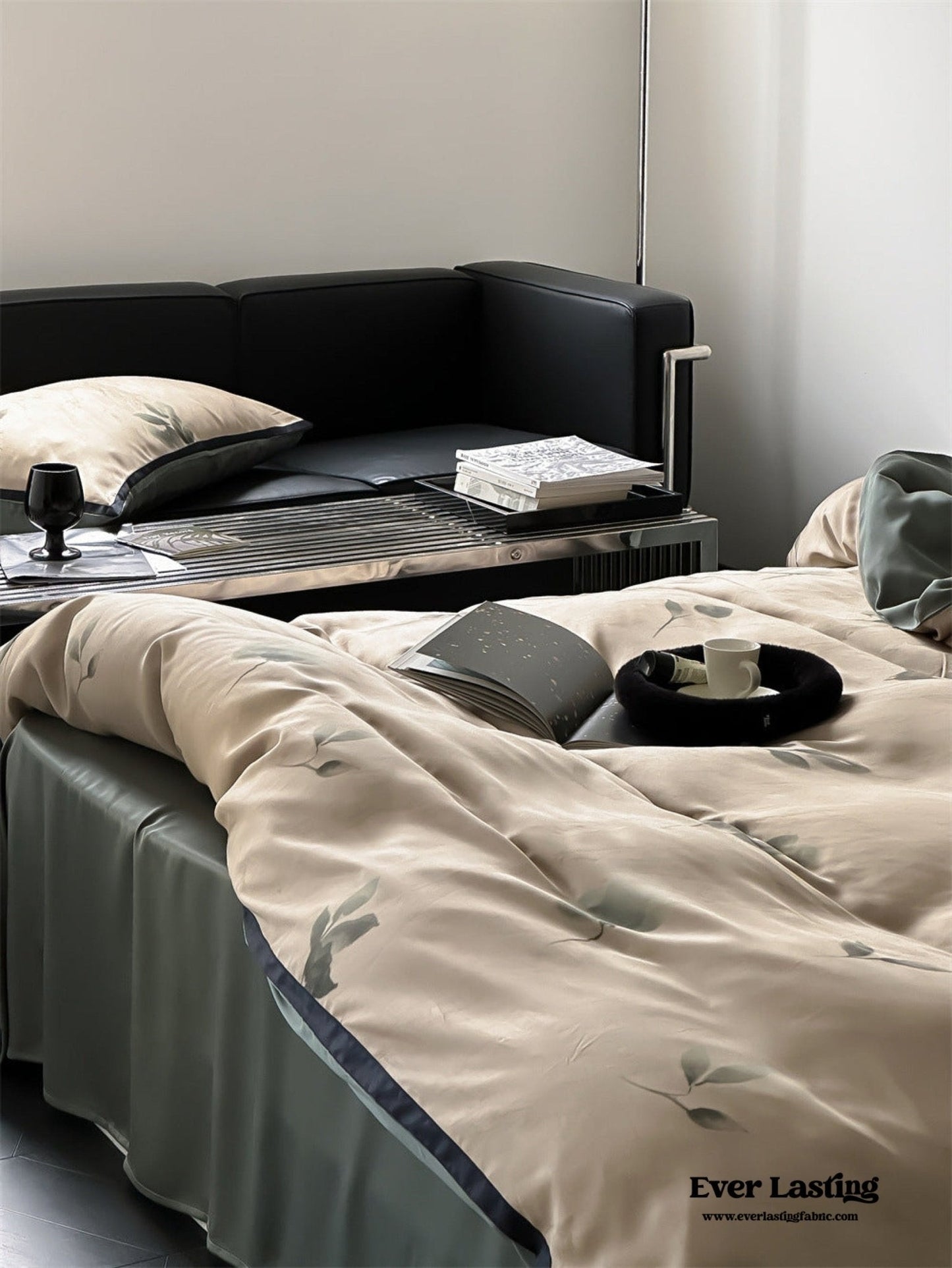 Twilight Zone Silky Tencel Bedding Set / White + Gray