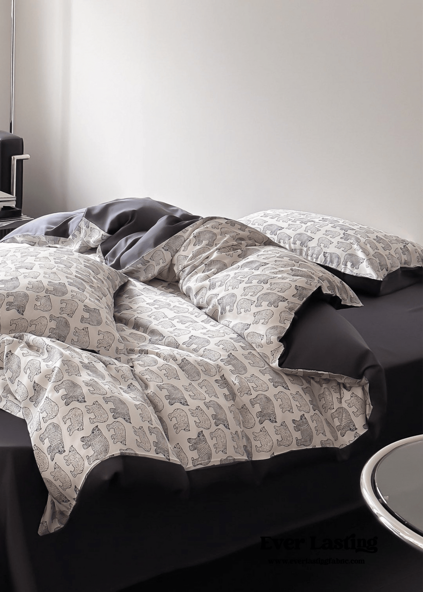 Twilight Zone Silky Tencel Bedding Set / White + Gray