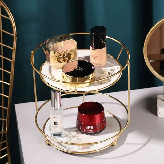 Two Tier Gold Dressing Table Finishing Rack