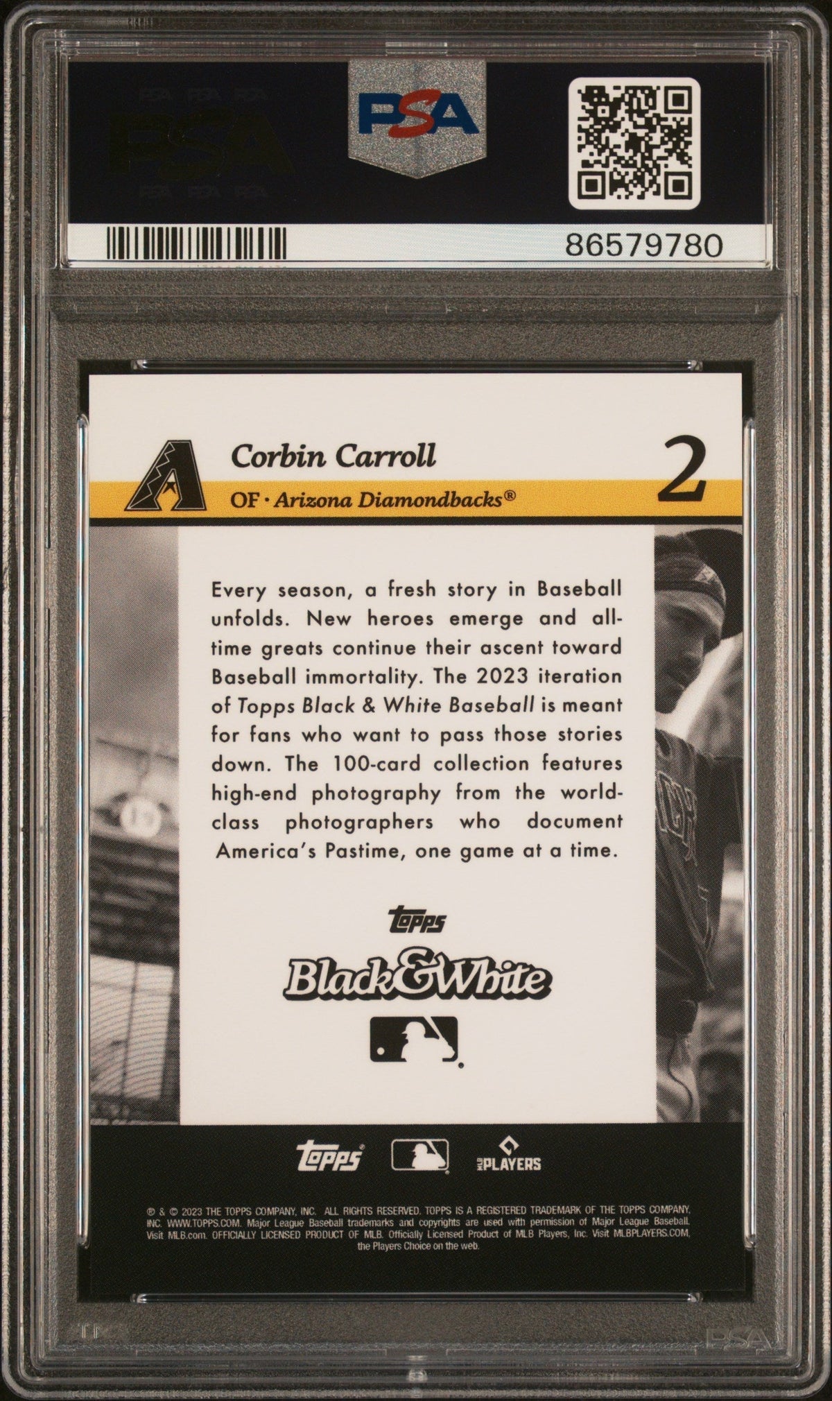 Graded 2023 Topps Black & White Corbin Carroll #2 Rookie RC Baseball Card PSA 10 Gem Mint