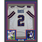Framed Autographed/Signed Tyler Bass 35x39 Buffalo White Football Jersey JSA COA