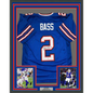 Framed Autographed/Signed Tyler Bass 35x39 Buffalo Blue Football Jersey JSA COA