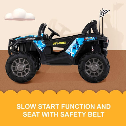 Uenjoy 12V Electric Off-Road UTV Ride-On Car for Two, Realistic Truck Design