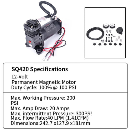 Quiet Air Compressor 300 PSI 1/4 NPT Super Silent 69dB for Truck, Car, and Train Use