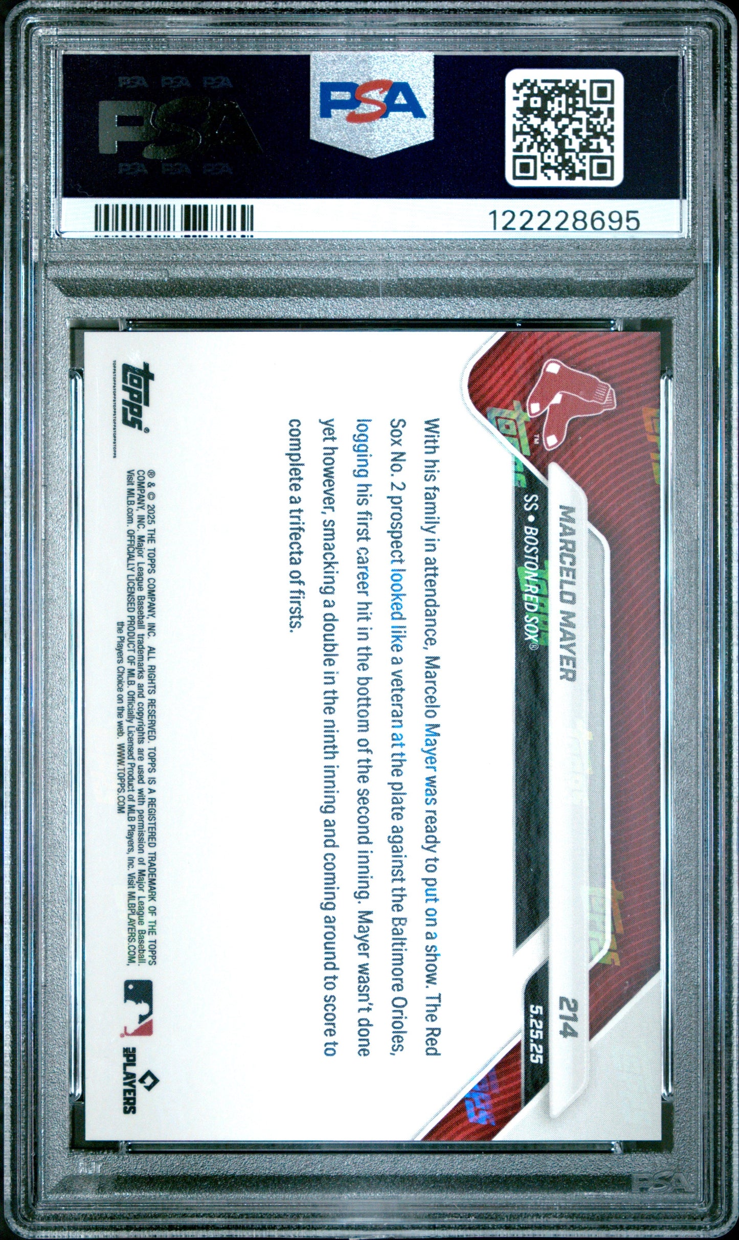 Graded 2025 Topps Now Marcelo Mayer #214 Gold Foil /50 Rookie RC Baseball Card PSA 9 Mint